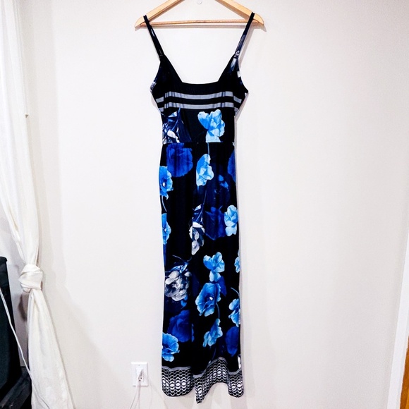 VENUS | Black & blue floral wrap jumpsuit | Soft drape style | Small * - Picture 2 of 9